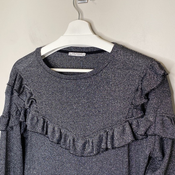 Zara Metallic Thread Ruffled Sweater - Picture 2 of 13